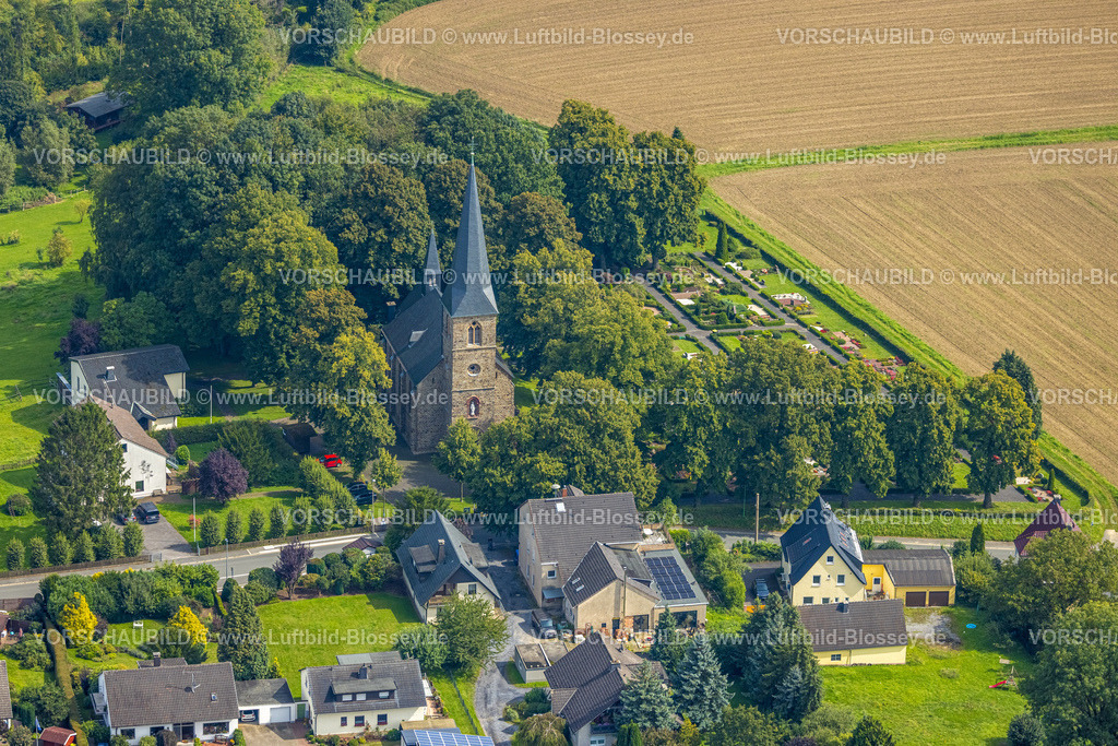 Froendenberg230901665 | Luftbild, Kath. Kirche St. Agnes und Friedhof Bausenhagen, Fröndenberg, Ruhrgebiet, Nordrhein-Westfalen, Deutschland
