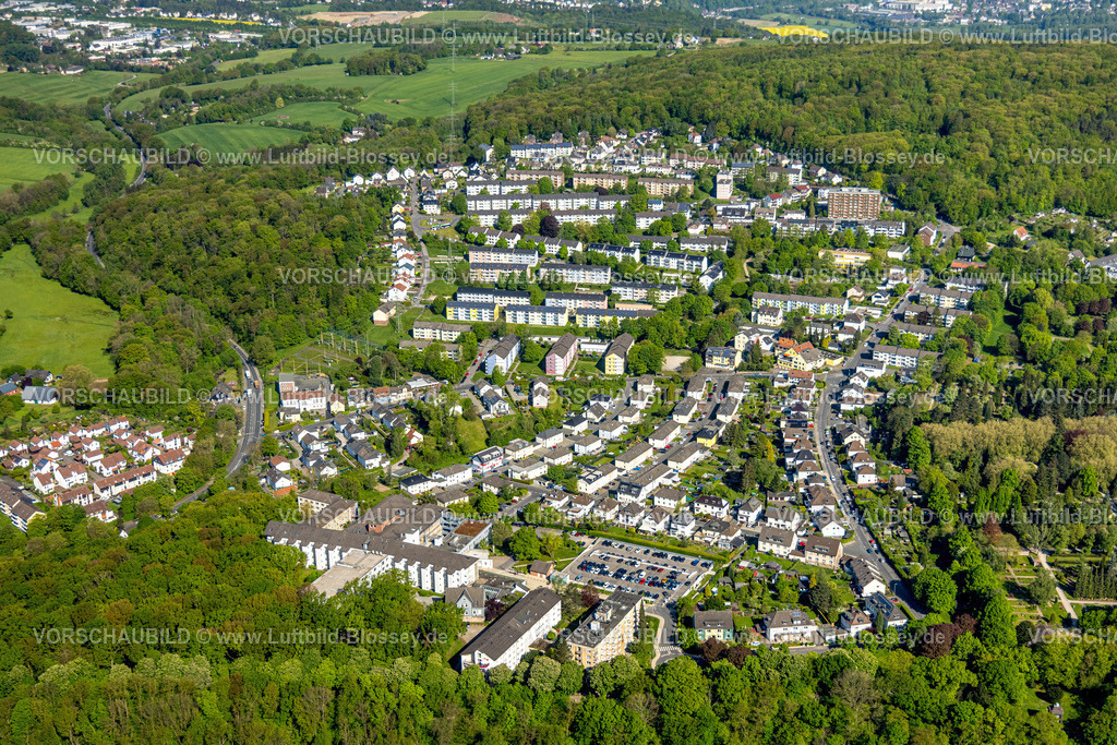 Hagen240503775 | Luftbild, Wohngebiet Ortsansicht Ortsteil Spielbrink, umgeben von Wald, Evangelisches Krankenhaus Hagen-Haspe gem. GmbH Allgemeinkrankenhaus, Altenwohnheim, Haspe-West, Hagen, Ruhrgebiet, Nordrhein-Westfalen, Deutschland