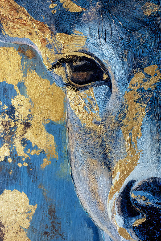 2507039 - Hirsch in blau und gold | Bestelle dieses Hirschgemälde als hochwertigen Kunstdruck, z.B. auf Leinwand oder hinter Acrylglas in vielen Größen und Ausführungen.