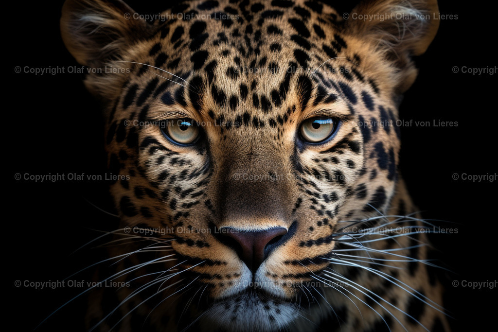 Jaguarkopf | Jaguar in Nahaufnahme auf schwarzem Hintergrund