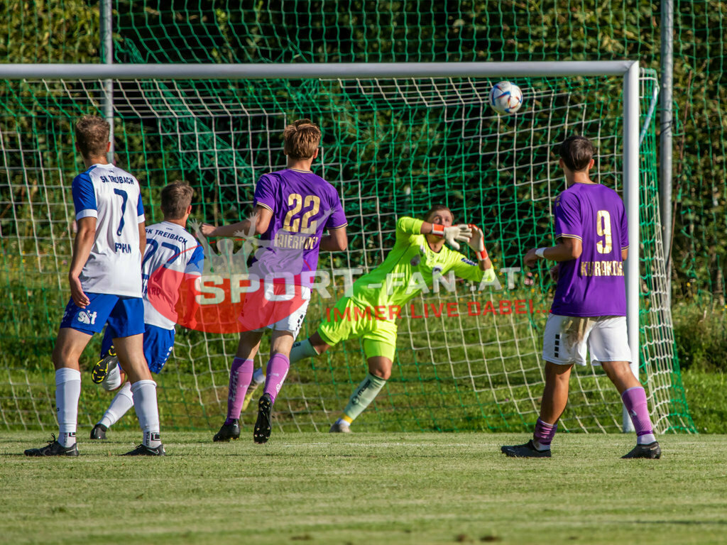Austria Klagenfurt Amateure - SK Treibach 1-1, Kärntner Liga 2. Runde | Lukas Pippan (SK Treibach #7) Samuel Lauhard (SK Treibach #27) Marius Maierhofer (Austria Klagenfurt Amateure #22) Marcel Köstenbauer (Austria Klagenfurt Amateure #21) Bego Kujrakovic (Austria Klagenfurt Amateure #9) Austria Klagenfurt Amateure - SK Treibach 1-1 am 08.08.2023 in Brückl
(Sportplatz), Austria, (Photo by Ernst Krawagner sport-fan.at) - Realisiert mit Pictrs.com