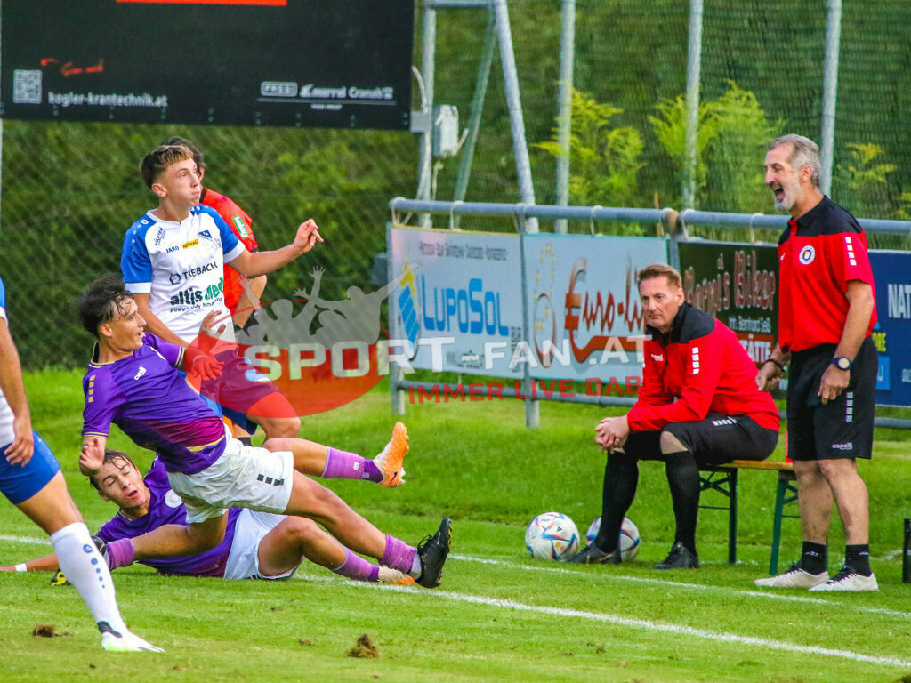 Austria Klagenfurt Amateure - SK Treibach 1-1, Kärntner Liga 2. Runde | Nenad Pavicevic (Austria Klagenfurt Amateure #-) Christian Mauthner (Austria Klagenfurt Amateure #TW Trainer) Austria Klagenfurt Amateure - SK Treibach 1-1 am 08.08.2023 in Brückl
(Sportplatz), Austria, (Photo by Ernst Krawagner sport-fan.at) - Realisiert mit Pictrs.com