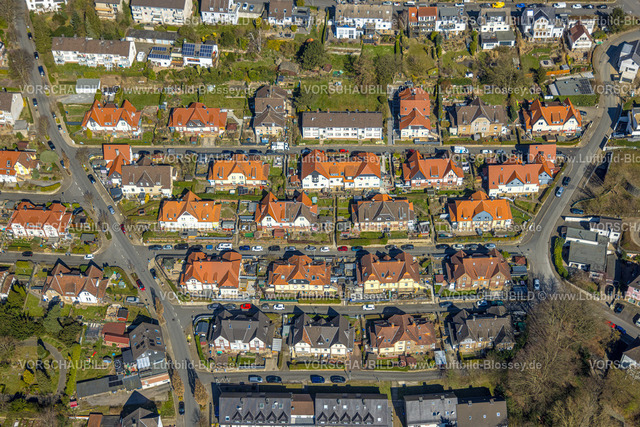 Wetter250303474 | Luftbild, Wohnsiedlung Stuckenholzhöhe Alt Wetter, Baudenkmal mit roten Dächern zwischen Bergstraße, Blankstraße, Bredtstraße, Trappenstraße und Stuckenholzstraße, Wetter, Ruhrgebiet, Nordrhein-Westfalen, Deutschland