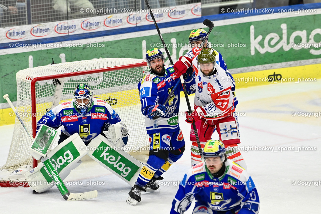 EC IDM Wärmepumpen VSV vs. HCB Südtirol Alperia | #35 Joe Cannata EC VSV, #71 Steven Strong EC VSV, #93 Luca Frigo HCB Südtirol Alperia, #40 Elias Wallenta EC VSV, EC IDM Wärmepumpen VSV vs. HCB Südtirol Alperia, EC IDM Wärmepumpen VSV vs. HCB Südtirol Alperia am 28.12.2025 in Villach (Stadthalle Villach), Austria, (Photo by Bernd Stefan)