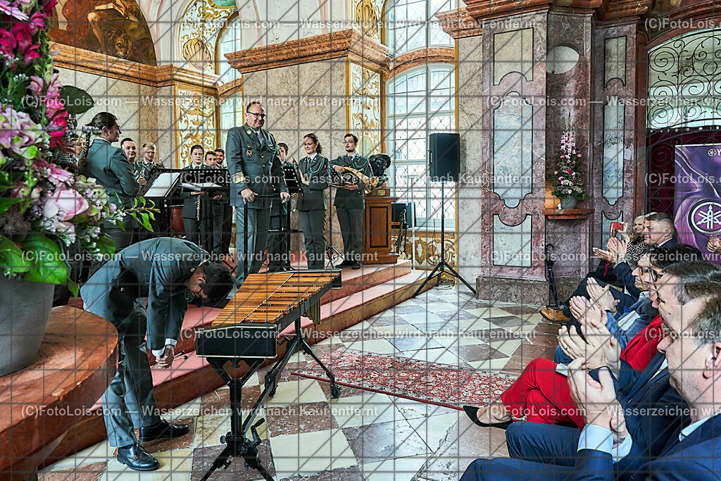 ALS1533_XXXIX-Chopin-Festival_Ausklang_Militaermusikkapelle NOe | (C)FotoLois.com, Alois Spandl, XXXIX. internationales CHOPIN-Festival in der Kartause Gaming, AUSKLANG in der Barockbibliothek mit der Militärmusik Niederösterreich unter der Leitung von Militärkapellmeister Oberst Adolf Obendrauf, So 6. August 2023.