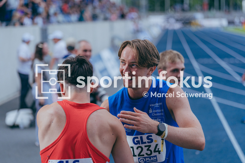 DM U23 U18 Bochum 2026 | Benedikt Thomas Wallstein (LAC Erdgas Chemnitz), Startnummer 1234 und Nils Bovekamp (LG Brillux Münster), Startnummer 1461, mU23 100-Meter-Lauf Finale, Deutsche Meisterschaften der U18 &amp; U23 2026, Lohrheidestadion Bochum-Wattenscheid, 04.07.2026 Foto: Marcel Schwering / sportimfokus - Realisiert mit Pictrs.com