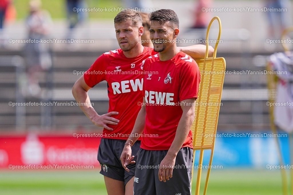 xYDR14052501027 | 14.05.2025, xydrx, Fußball, Training, 1.FC Köln, Geißbockheim: Imad Rondic (1.FC Köln #27) Dejan Ljubicic (1.FC Köln #7)