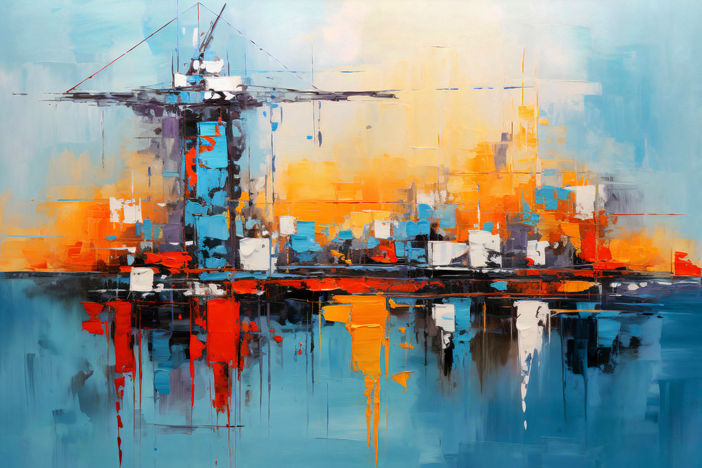 2307095 - Abstrakter Hafen | Farbintensives maritimes Wandbild.