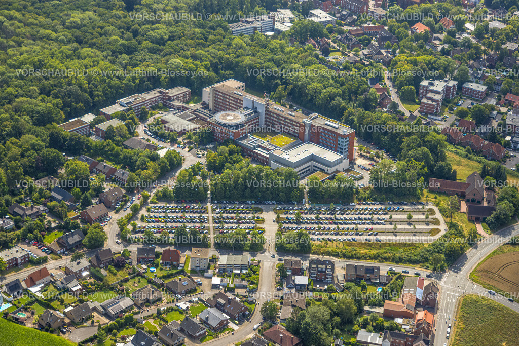 Hamm250700471Heessen | Luftbild, St. Barbara-Klinik Hamm-Heessen und Parkplätze, Stadtbezirk Heessen, Hamm, Ruhrgebiet, Nordrhein-Westfalen, Deutschland