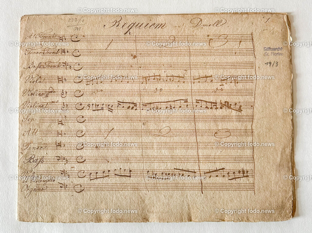 Stift St. Florian_ Augustiner Chorherrenstift_ 05.04.2024-10 | 05.04.2024, St. Florian, AUT, Augustiner Chorherrenstift St. Florian, im Bild Requiem mit der Handschrift von Anton Bruckner