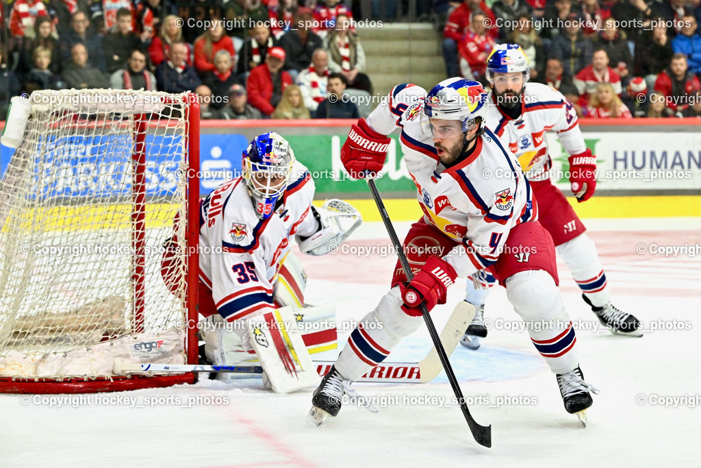 EC KAC vs. EC Red Bull Salzburb | #4 Nienhuis Nash EC RED BULL SALZBURG,  #35 Tolvanen Atte EC RED BULL SALZBURG,  EC KAC vs. EC Red Bull Salzburb, EC KAC vs. EC Red Bull Salzburb am 04.04.2025 in Klagenfurt (Heidi Horten Arena), Austria, (Photo by Bernd Stefan)