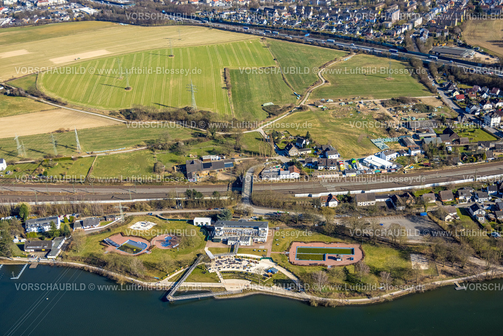 Hagen250302240 | Luftbild, Strandhaus Salitos Beach Hengsteysee Beach Club am Südufer Hengstey, Freibad, Herdecke, Ruhrgebiet, Nordrhein-Westfalen, Deutschland
