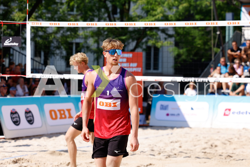 Obi BeachTour 2026 - Basel | BASEL, SWITZERLAND - JULY 17: VILLADS FLÜGGE NAPIER (DEN) during the Obi BeachTour 2026 match between BREER / KÄLIN (SUI) and NAPIER / PETERSEN (DEN) at Barfüsserplatz on July 17, 2026 in Basel, Switzerland. - Realisiert mit Pictrs.com