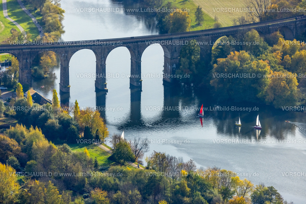 Herdecke221016943 | Luftbild, Ruhr Viadukt Herdecke, Segelboote, Fluss Ruhr, Herdecke, Ruhrgebiet, Nordrhein-Westfalen, Deutschland