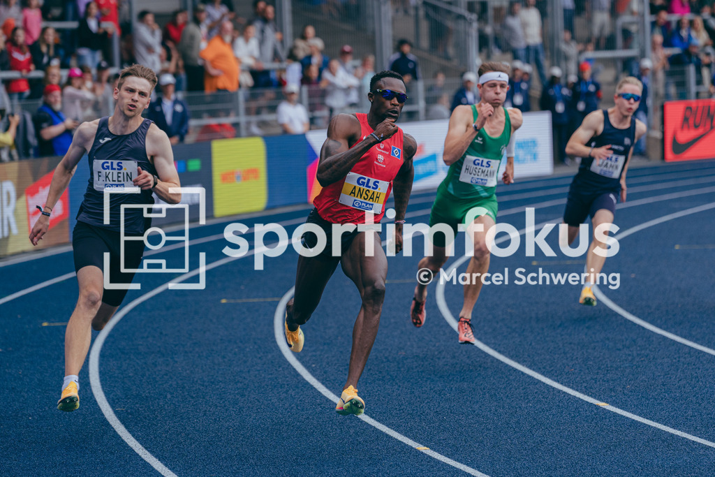 Deutsche Meisterschaften der Frauen und Männer 2026 | Fabian Klein, TV Schwörstadt, Owen Ansah, Hamburger SV, 200-Meter-Lauf, Deutsche Meisterschaften der Frauen und Männer 2026, Lohrheidestadion Bochum-Wattenscheid, 26.07.2026. Foto: Marcel Schwering / sportimfokus - Realisiert mit Pictrs.com