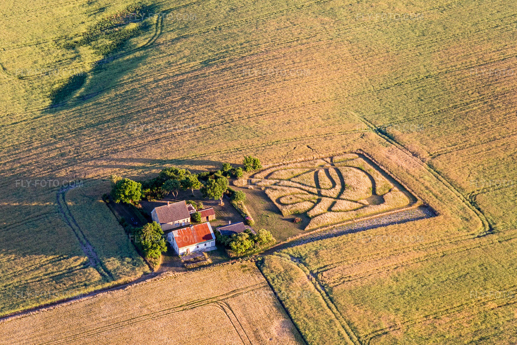 Aerial view: View of the town in Borre in the state Zealand, Denmark. – Photo: IMG_108640.jpg taken on 07/04/2018 by Werner Riehm/FLY-FOTO.com – Resolution of the original: 5220 x 3480 px