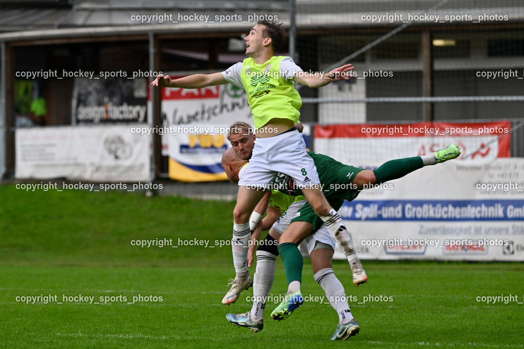 WSG Radenthein vs. SV Rapid Lienz | #8 Kilian Linus Ambrosch WSG Radenthein, #12 Stefan Rauter WSG Radenthein, #9 Mario Besic Rapid Lienz, WSG Radenthein vs. SV Rapid Lienz, WSG Radenthein vs. SV Rapid Lienz am 30.08.2025 in Radenthein (Sportplatz Radenthein), Austria, (Photo by Bernd Stefan)
