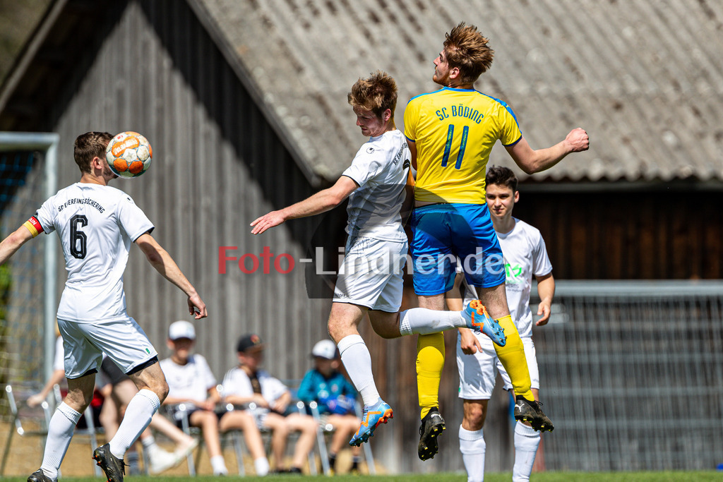 SC Böbing vs SG SV Eberfing/SV Söchering | Abstiegs Qualifikationsrunde A-Klasse Gruppe P, SC Böbing vs SG SV Eberfing/SV Söchering, 20240414,
Kopfballduell Josef SCHWALLER (SCB 11) und Florian PANGRATZ (SVES 7),
2024-04-14 in Böbing (Sportplatz Böbing)
Josef SCHWALLER (SCB 11), 7 Florian PANGRATZ (SVES 7)
Copyright: WolfgangxLindner foto-lindner.de