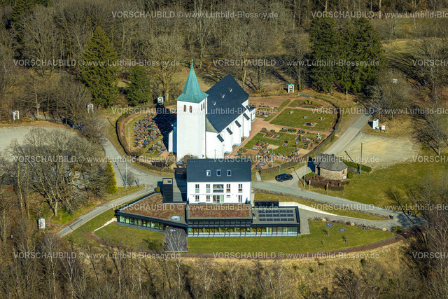 Kirchhundem250308457Kohlhagen | Luftbild, Geistliches Zentrum mit Wallfahrtskirche Kohlhagen und Friedhof, Wirme, Kirchhundem, Sauerland, Nordrhein-Westfalen, Deutschland