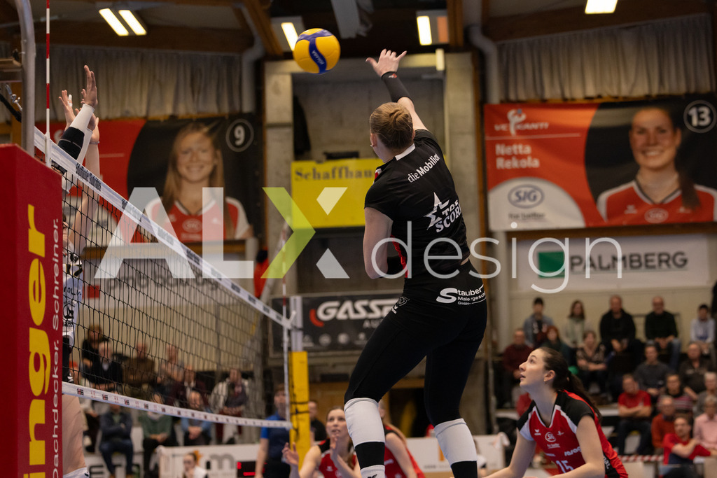 Volleyball I Frauen I Saison 2025-2026 I Volleyball NLA | Women I 1/4 Finals I VC Kanti Schaffhausen - BIWI Volleyball Franches-Montagnes I 21.02.2026 | 9 Jordan Lockwood (USA) (VC Kanti Schaffhausen) – Diagonal - Realisiert mit Pictrs.com