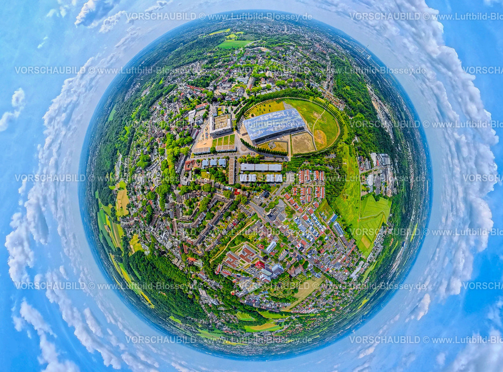 Herne2506900239Sodingen | Wohngebiet Ortsansicht Sodingen mit Akademie Mont-Cenis und Baumallee Kreis, Erdkugel, Fisheye Aufnahme, Fischaugen Aufnahme, 360 Grad Aufnahme, tiny world, little planet, fisheye Bild, Sodingen, Herne, Ruhrgebiet, Nordrhein-Westfalen, Deutschland