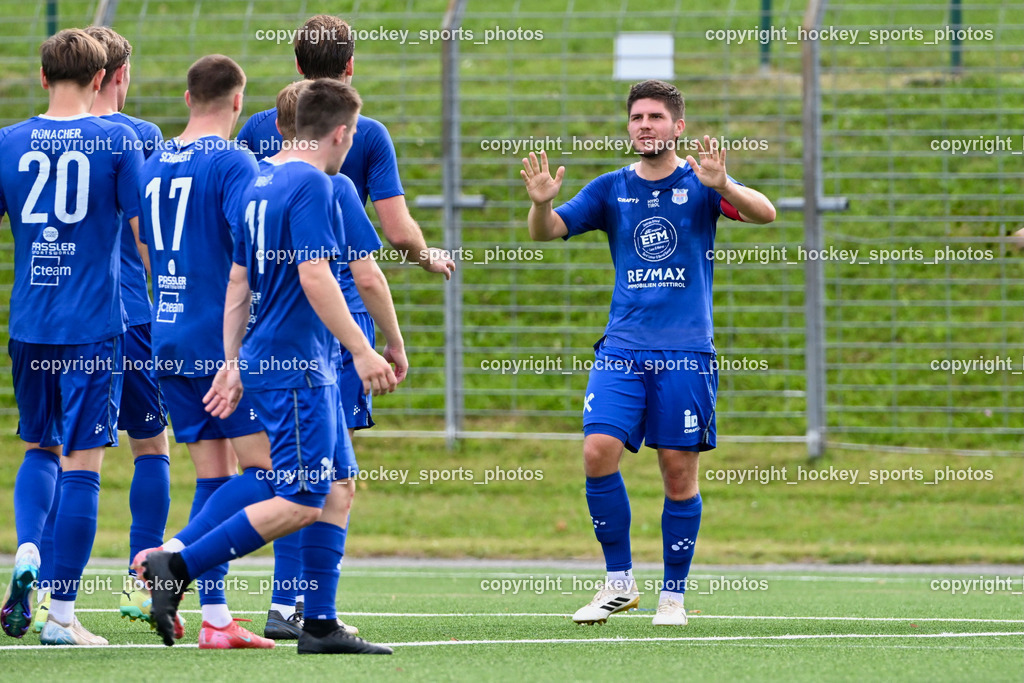 SV Spittal vs. UNION Matrei | Jubel Union Matrei Mannschaft, #11 Philipp Wibmer UNION Matrei, #20 Luca Ronacher UNION Matrei, #22 Thomas Riepler UNION Matrei, #31 Jonathan Panzl UNION Matrei, SV Spittal vs. UNION Matrei, SV Spittal vs. UNION Matrei am 17.08.2025 in Spittal an der Drau (Goldeck Stadion), Austria, (Photo by Bernd Stefan)