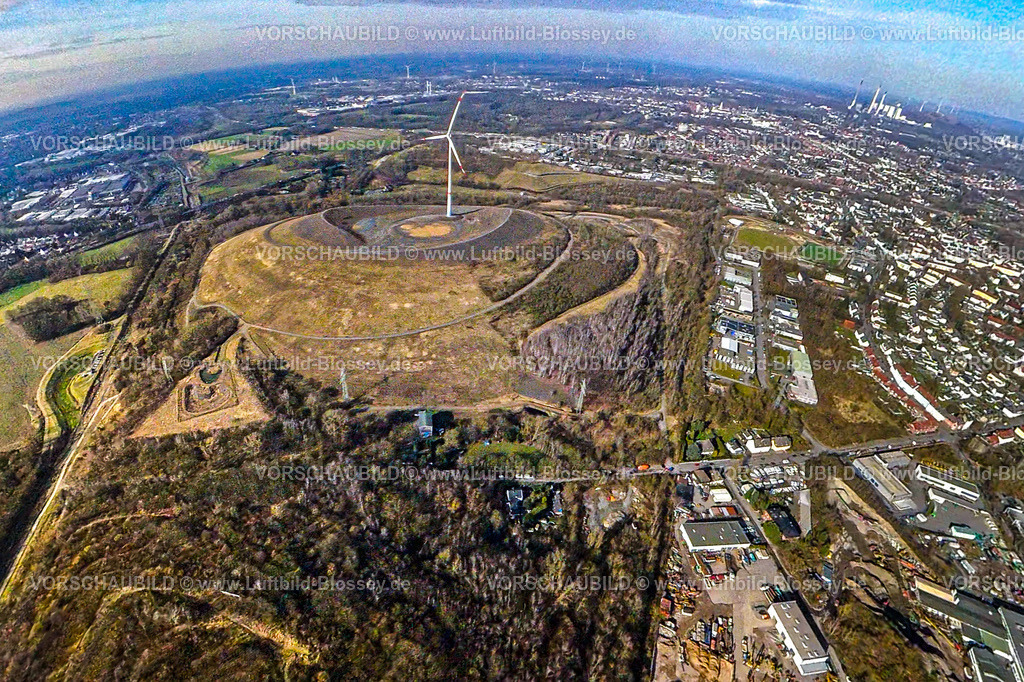 Gladbeck250291601-2 | Luftbild, Mottbruchhalde mit Windrad Windkraftanlage, hinten das Uniper Kraftwerk Gelesenkirchen, Erdkugel, Fisheye Aufnahme, Fischaugen Aufnahme, 360 Grad Aufnahme, tiny world, little planet, fisheye Bild, Brauck, Gladbeck, Ruhrgebiet, Nordrhein-Westfalen, Deutschland