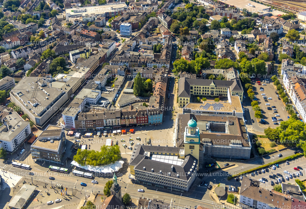 Witten220808816 | Luftbild, Rathaus Witten Baustelle mit Sanierung,  City mit Marktplatz, Schiller-Gymnasium, Witten, Ruhrgebiet, Nordrhein-Westfalen, Deutschland
