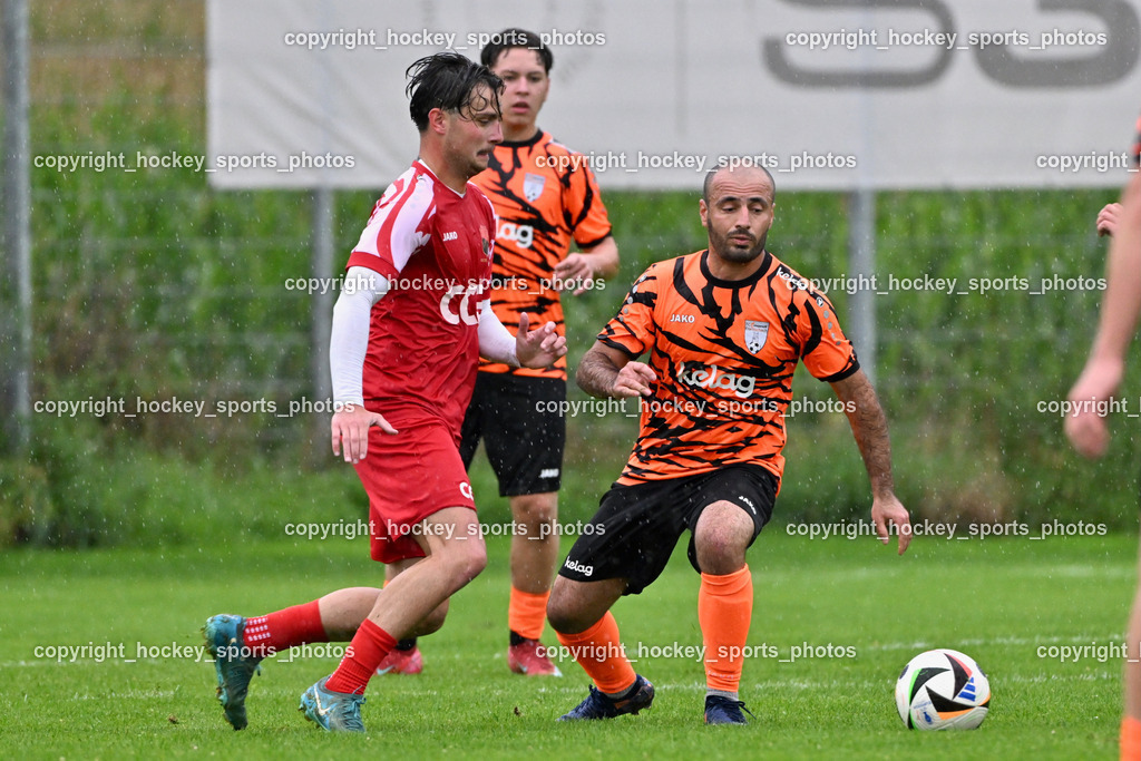 SV Viktoria Viktring vs. FC Mondi Frantschach | #10 Raphael Kassler SV Viktoria Viktring, #8 Iman Rahmatpanah Siya Masgi FC Frantschach, SV Viktoria Viktring vs. FC Mondi Frantschach, SV Viktoria Viktring vs. FC Mondi Frantschach am 02.08.2025 in Klagenfurt (Sportplatz Viktrink), Austria, (Photo by Bernd Stefan)