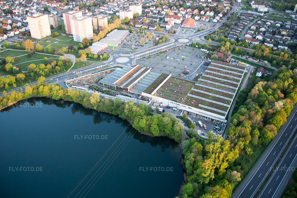 Luftbild: Uferbereiche am Sandstrand des Freibades Badesee Bensheim in Bensheim im Bundesland Hessen in Deutschland. Foto: IMG_077884.jpg vom 23.04.2015 durch Werner Riehm/FLY-FOTO.de