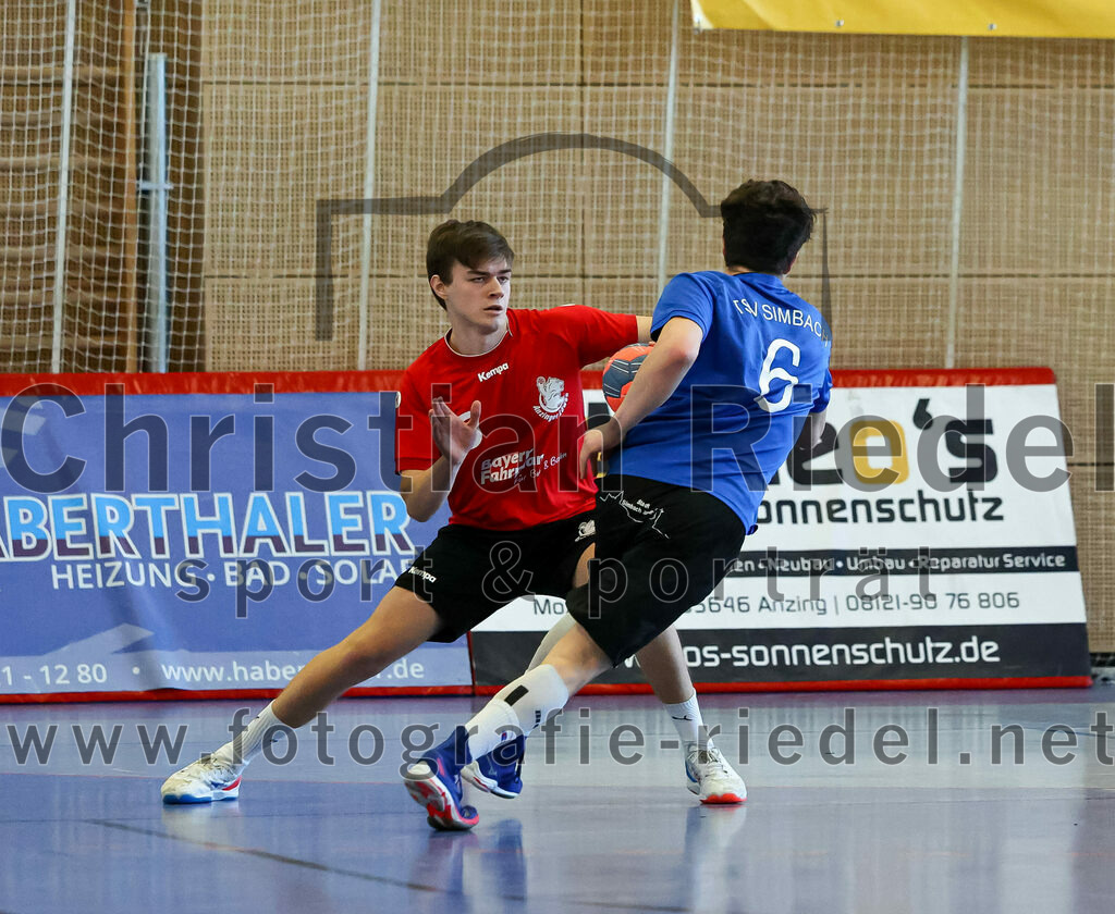 2022-12-17_006_SV_Anzing_gegen_TSV_Simbach | Anzing, Deutschland, 17.12.2022:
Handball, Bayernliga männliche A-Jugend 2022 / 2023, 9. Spieltag, SV Anzing gegen TSV Simbach, Endergebnis: 39:30

Calvin Bründl (TSV Simbach, #6)

Foto: Christian Riedel / fotografie-riedel.net