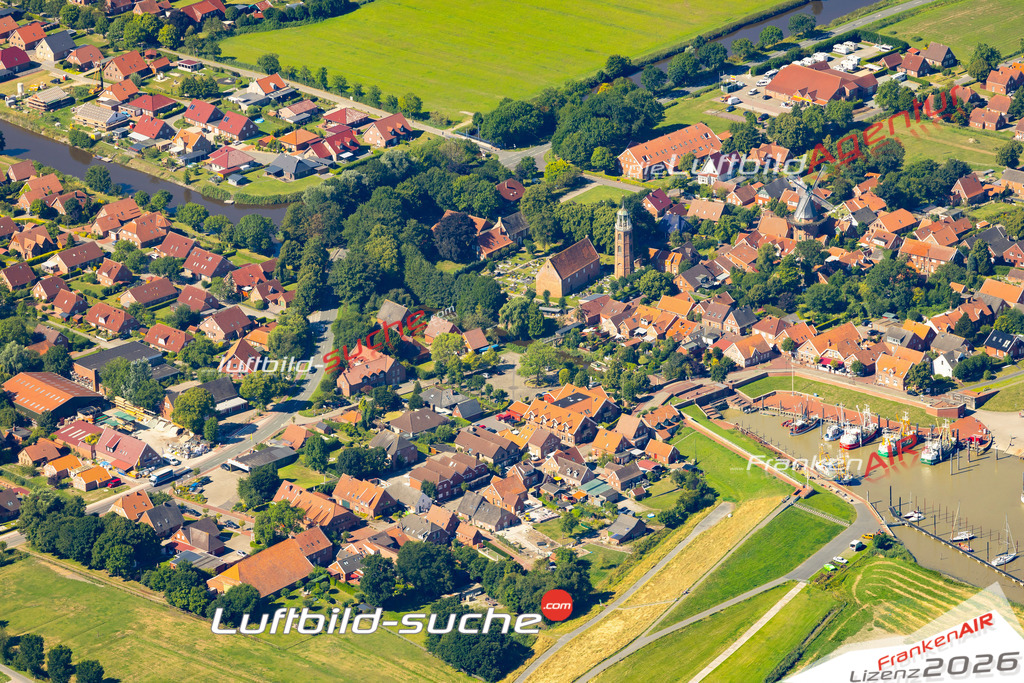 Aktuelles Luftbild von Ditzum Jemgum - Die Luftaufnahme wurde 2022 mittels UL-Flugzeug erstellt ( keine Drohne ) - hochauflösende Kamera-Systeme von  Canon -Beste Qualität - Für grossformatige Ausdrucke geeignet. Die Geschenkidee !