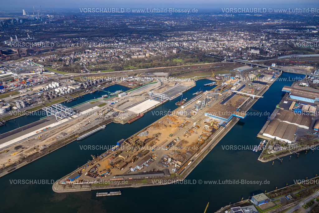 Duisburg240304327 | Luftbild, Duisport - Duisburger Hafen, Hafengebiet mit Ölinsel, Kohleninsel und Schrottinsel, Ruhrort, Duisburg, Ruhrgebiet, Nordrhein-Westfalen, Deutschland, Duisburg-N