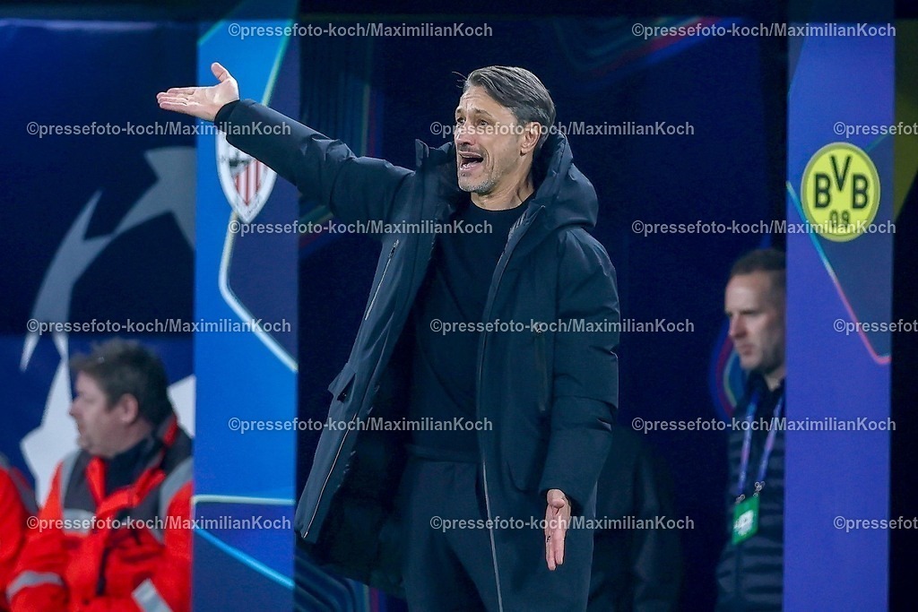 UCL01102501038 | 01.10.2025, Fußball, UEFA Champions League, Borussia Dortmund - Athletic Club Bilbao, BVB Stadion, 2. Spieltag, Saison 2025 2026: Cheftrainer Niko Kovac (BVB #hc) gestikulierend am Spielfeldrand Regulations prohibit any use of photographs as image sequences and or quasi-video.