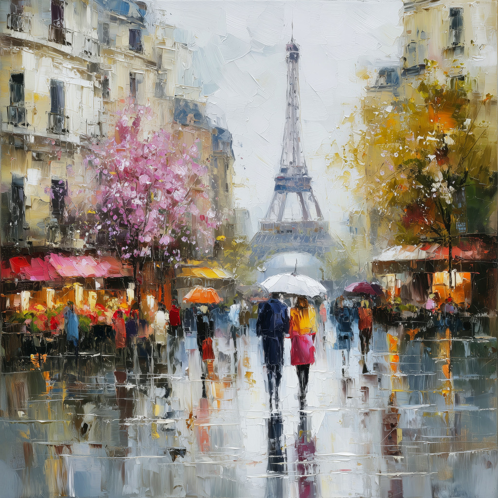 2507040 - Regnerisches Paris | Parisgemälde als hochwertiger Kunstdruck, z.B. auf Leinwand oder hinter Acrylglas in vielen Größen und Ausführungen.