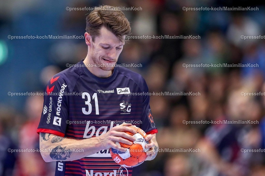 Gum11022501056 | 11.02.2025, Handball, European League - Hauptrunde Gruppe IV, VfL Gummersbach - SG Flensburg-Handewitt, Schwalbe-Arena: Emil Jakobsen (Flensburg-Handewitt #31)