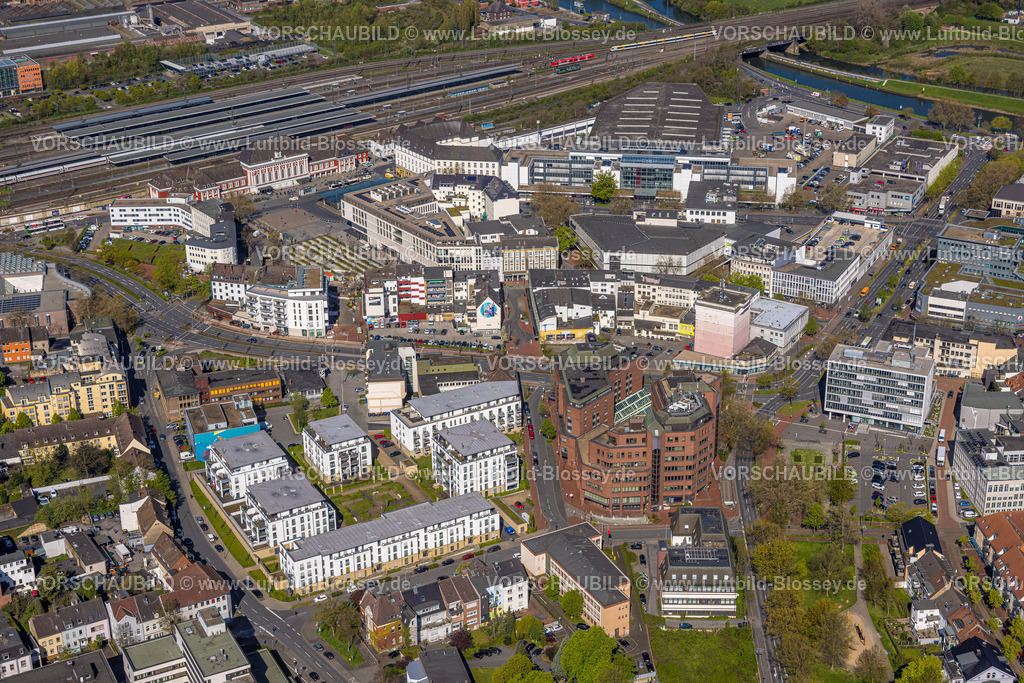 Hamm230400455 | Luftbild, City Innenstadt Bahnhofsviertel, Hauptbahnhof, Hochbunker Neue Bahnhhofstraße, Mercure Hotel, Mitte, Hamm, Ruhrgebiet, Nordrhein-Westfalen, Deutschland