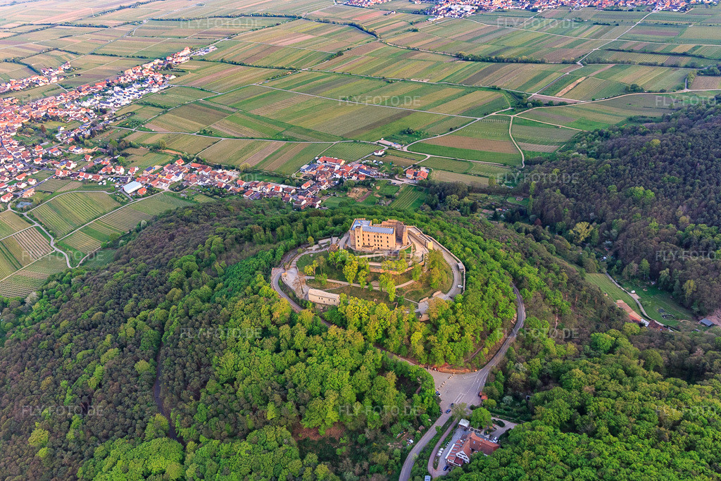 Luftbild: Hambacher Schloss von Norden im Ortsteil Diedesfeld in Neustadt im Bundesland Rheinland-Pfalz in Deutschland. Foto: IMG_106823.jpg vom 21.04.2018 durch Werner Riehm/FLY-FOTO.deStiftung Hambacher SchlossStiftung Hambacher Schloss | Das Hambacher Schloss ist eine lebendige Stätte deutscher und europäischer Demokratiegeschichte
