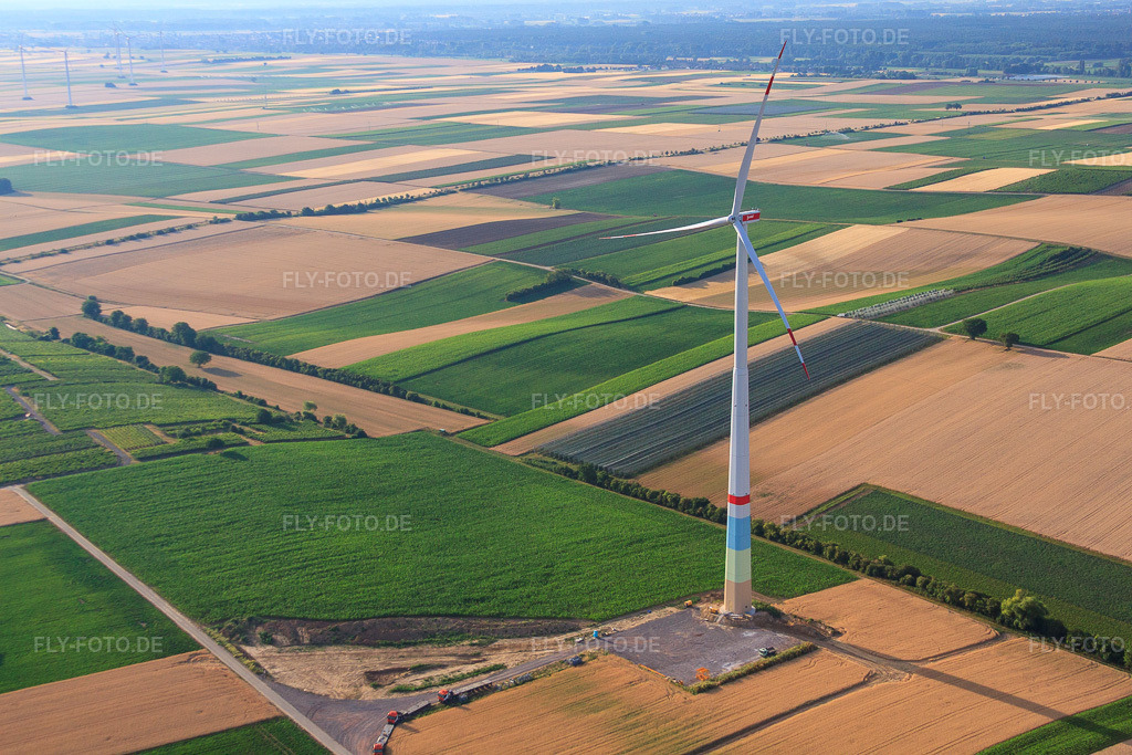 Luftbild: Windparkbaustellen in Offenbach an der Queich im Bundesland Rheinland-Pfalz in Deutschland. Foto: IMG_69711.jpg vom 04.07.2014 durch Werner Riehm/FLY-FOTO.de