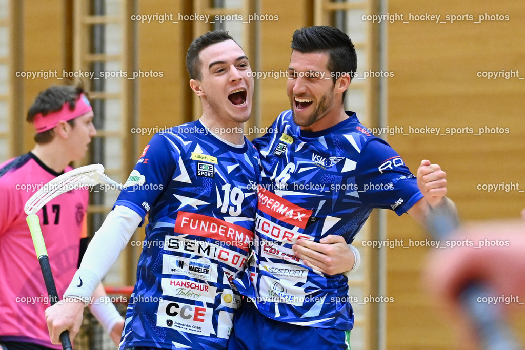VSV Unihockey vs. Wiener Floorball Verein 7.1.2023 | Jubel VSV Unihockey Mannschaft, #6 Timo Schmid, #19 Philipp Seiser