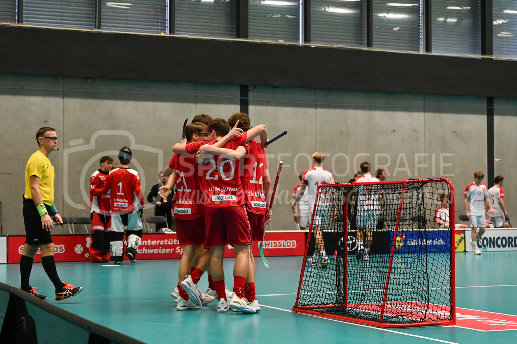 Switzerland B U19 vs Switzerland U19 - 4. February 2024 | Switzerland B U19 vs Switzerland U19
U19 Men International Matches in Switzerland
GoEasy Arena, Siggenthal Station
Goal for Switzerland U19.
Credit: Markus Aeschimann | <a href="https://www.markus-aeschimann.ch">Sportfotografie Markus Aeschimann</a> | <a href="https://www.instagram.com/sportfotografie.aeschimann">@sportfotografie.aeschimann</a> - Realisiert mit Pictrs.com