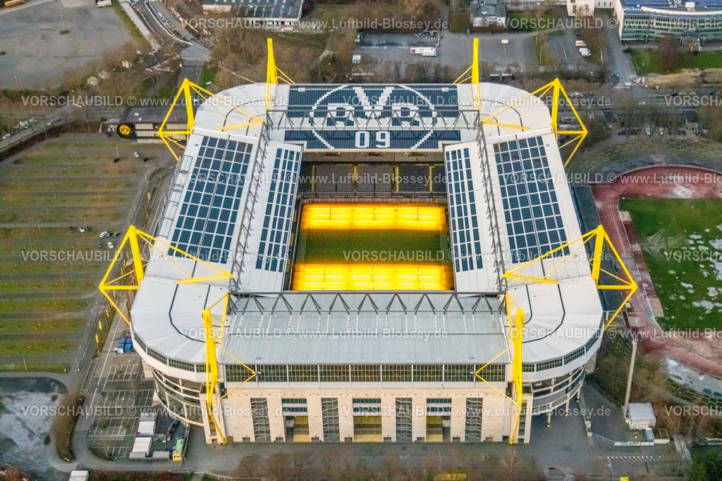 Dortmund230102500 | Luftbild, Signal Iduna Park, Bundesligastadion BVB 09 Dortmund, Westfalenhalle, Dortmund, Ruhrgebiet, Nordrhein-Westfalen, Deutschland