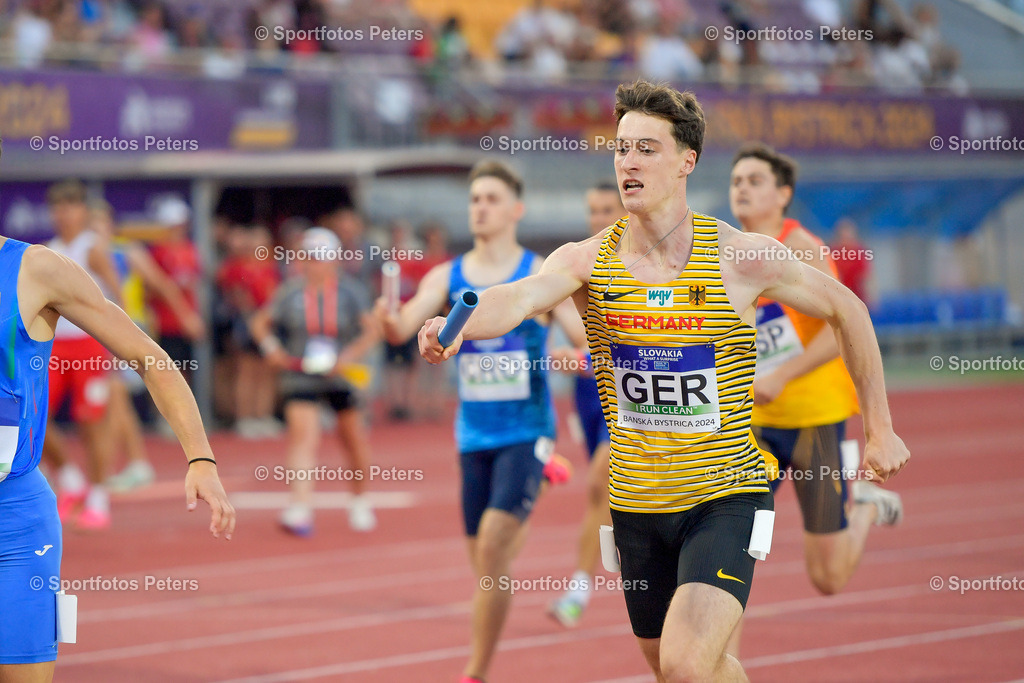 U18 EM - Tag 4_103 | European Athletics U18 Championships am 21.07.2024 in Banska Brystica; Medley-StaffelFoto: Kai Peters - Realisiert mit Pictrs.com