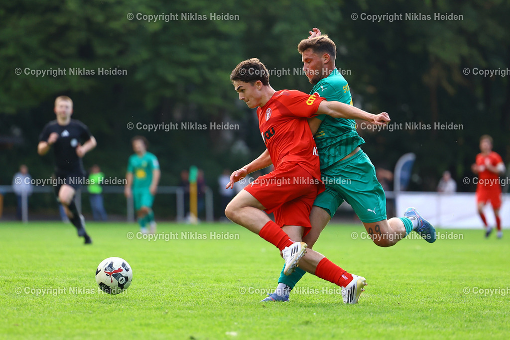 NH_SVECometKiel_FCKiliaKiel_KreispokalKFVKiel_29072025 | #19 Marvin Petersen (SVE Comet Kiel), #19 Tino Klein (FC Kilia Kiel)Fußball I Herren I Kreispokal KFV Kiel I Saison 2025-2026  I Halbfinale I SVE Comet Kiel - FC Kilia Kiel I 29.07.2025 I Sportplatz Radsredder