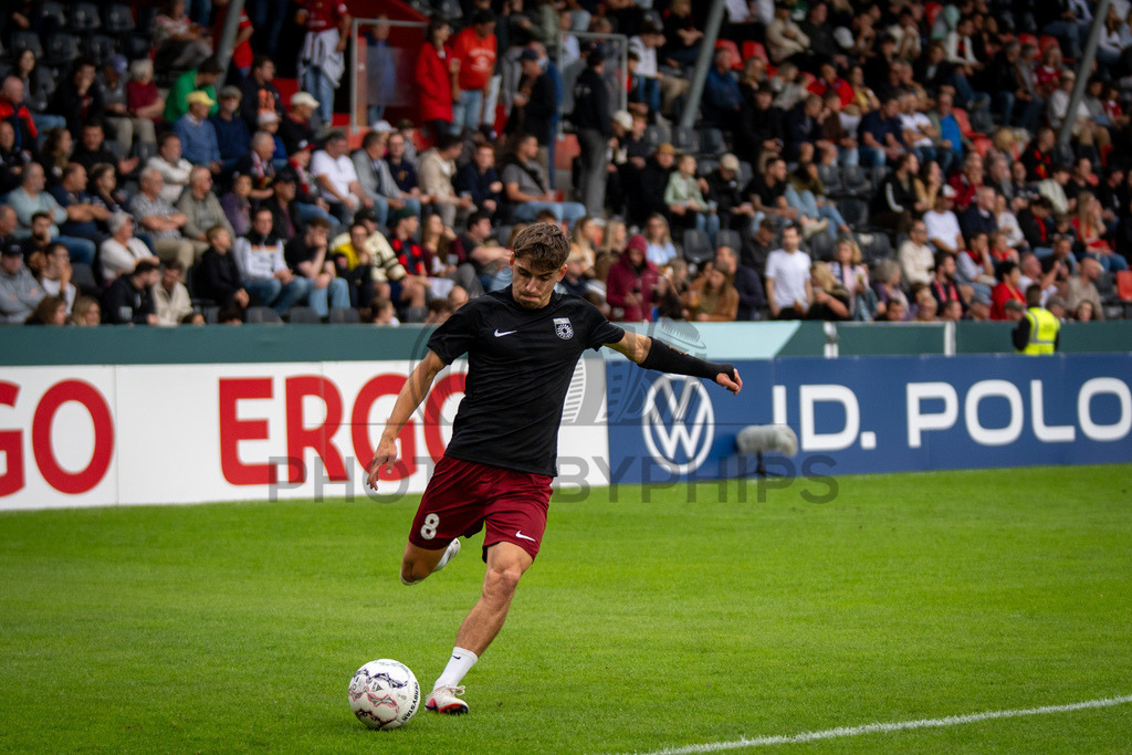 SG Sonnenhof Großaspach vs. Arminia Bielefeld, Fussball, DFB-Pokal, 1. Runde, 22.08.2026 | Elias Rahn (SG Sonnenhof Großaspach, #08),SG Sonnenhof Großaspach vs. Arminia Bielefeld, Fussball, DFB-Pokal, 1. Runde, 22.08.2026,DFB regulations prohibit any use of photographs as image sequences and/or quasi-video