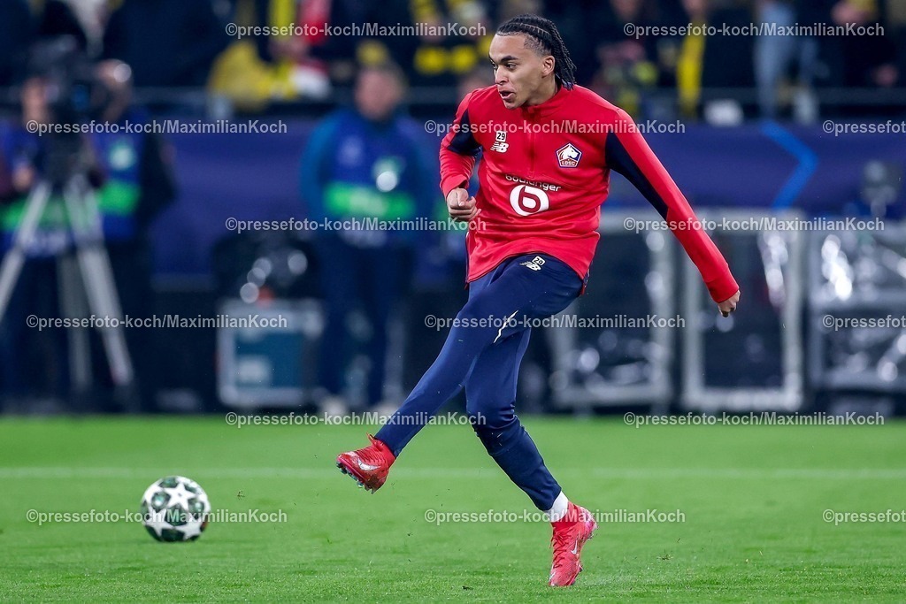 UCL04032502125 | 04.03.2025, Fußball, UEFA Champions League, Borussia Dortmund - OSC Lille, Signal Iduna Park, Runde der 16, Saison 2024 2025: Ethan Mbappe (LOSC Lille #29)