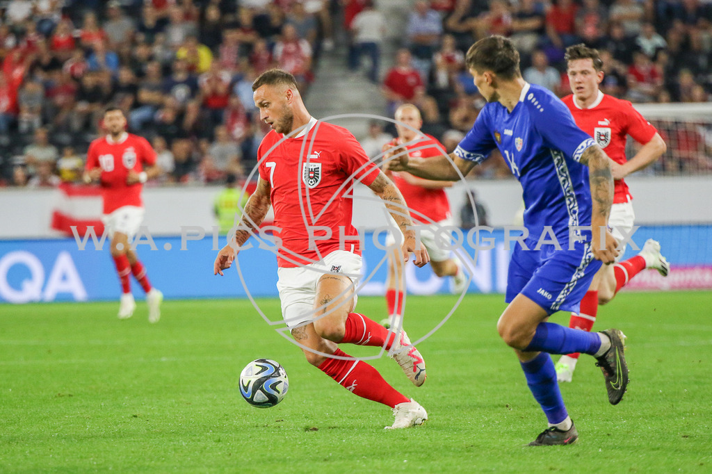 AUSTRIA vs MOLDAVIA | LINZ,AUSTRIA,07.SEPT.23 - INT.SOCCER - AUSTRIA vs MOLDAVIA.  Image shows Marco Arnautovic (AUT).
Photo: Sportmediapics.com/ Andreas Willdoner
