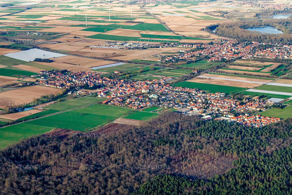 Luftbild: Ortsansicht von Südwesten in Westheim im Bundesland Rheinland-Pfalz in Deutschland. Foto: IMG_9968.jpg vom 29.03.2008 durch Werner Riehm/FLY-FOTO.de