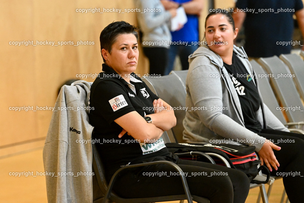 SC Ferlach vs. Sport Lisboa Benfica 30.9.2023 | Headcoach SC Ferlach KANJUGOVIC IVA, #12 SEGOTA Helena SC Ferlach, SC Ferlach vs. Sport Lisboa Benfica 30.9.2023, SC Ferlach vs. Sport Lisboa Benfica am 30.09.2023 in Ferlach (Ballspielhalle Ferlach), Austria, (Photo by Bernd Stefan)