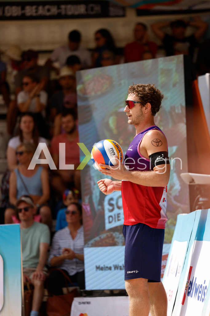 Obi BeachTour 2026 - Basel | BASEL, SWITZERLAND - JULY 19: YVES HAUSSENER (SUI) during the Obi BeachTour 2026 match between HAGENBUCH / HAUSSENER (SUI) and LEITNER / KINDL (AUT) at Barfüsserplatz on July 19, 2026 in Basel, Switzerland. - Realisiert mit Pictrs.com